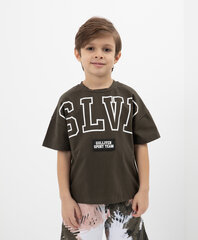 Футболка с удлиненной линией спинки и шрифтовым принтом для мальчиков Gulliver, хаки  цена и информация | Рубашки для мальчиков | kaup24.ee