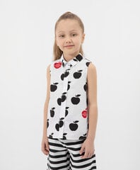 Блузка без рукавов с боковыми разрезами и крупным принтом для девочек Gulliver, белая  цена и информация | Рубашки для девочек | kaup24.ee