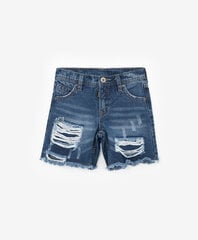 Moekate narmendavate, kortsuvate ja kahjustussinistega teksapüksid poistele Gulliver hind ja info | Poiste lühikesed püksid | kaup24.ee