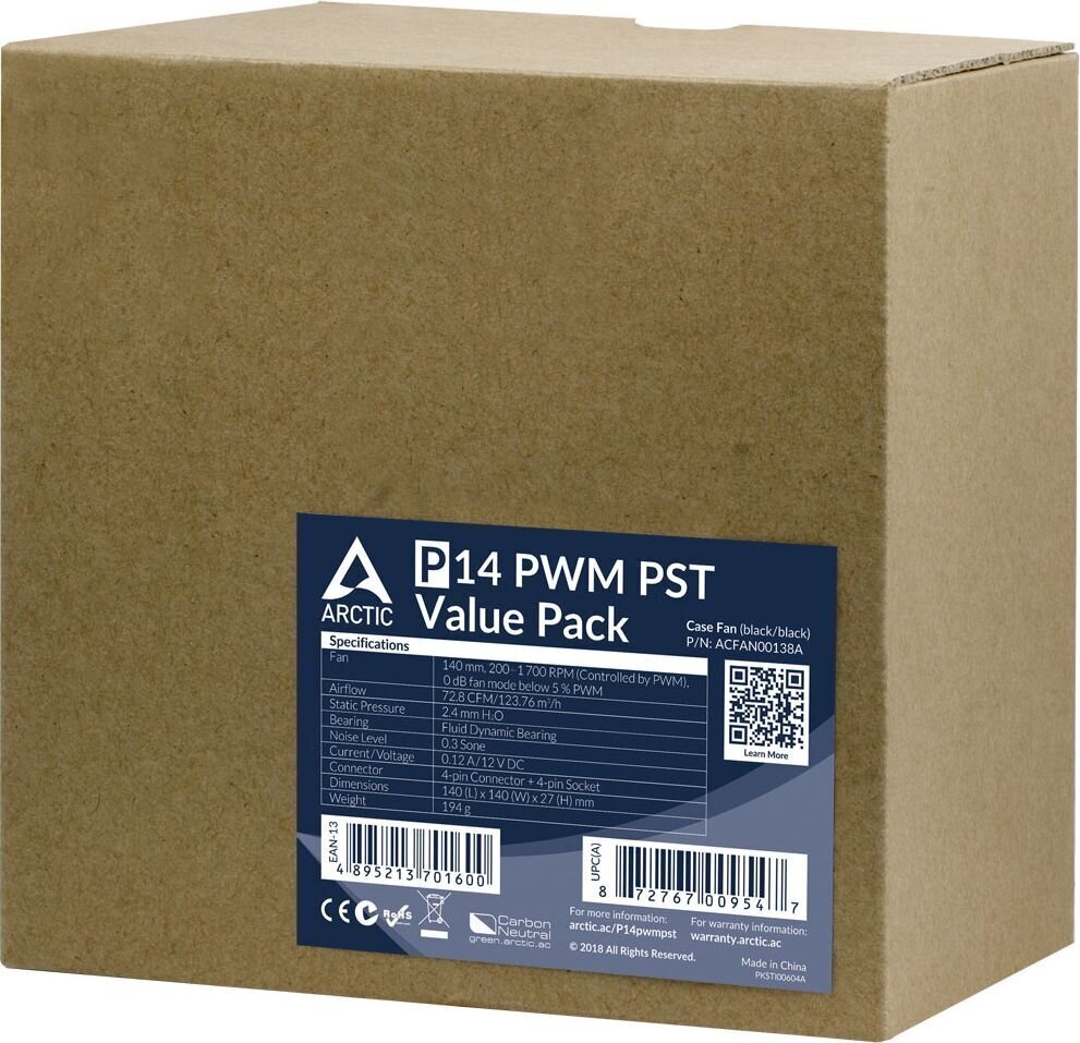 Korpuse ventilaatorid P14 PWM PST, 4-pin, 140mm, must, 5 tk. hind ja info | Arvuti ventilaatorid | kaup24.ee