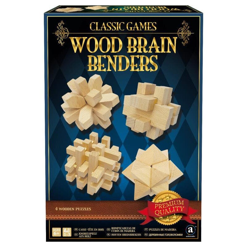 Loogikamõistatused puidust Brain Benders 4tk Classic Ambassador цена и информация | Lauamängud ja mõistatused | kaup24.ee