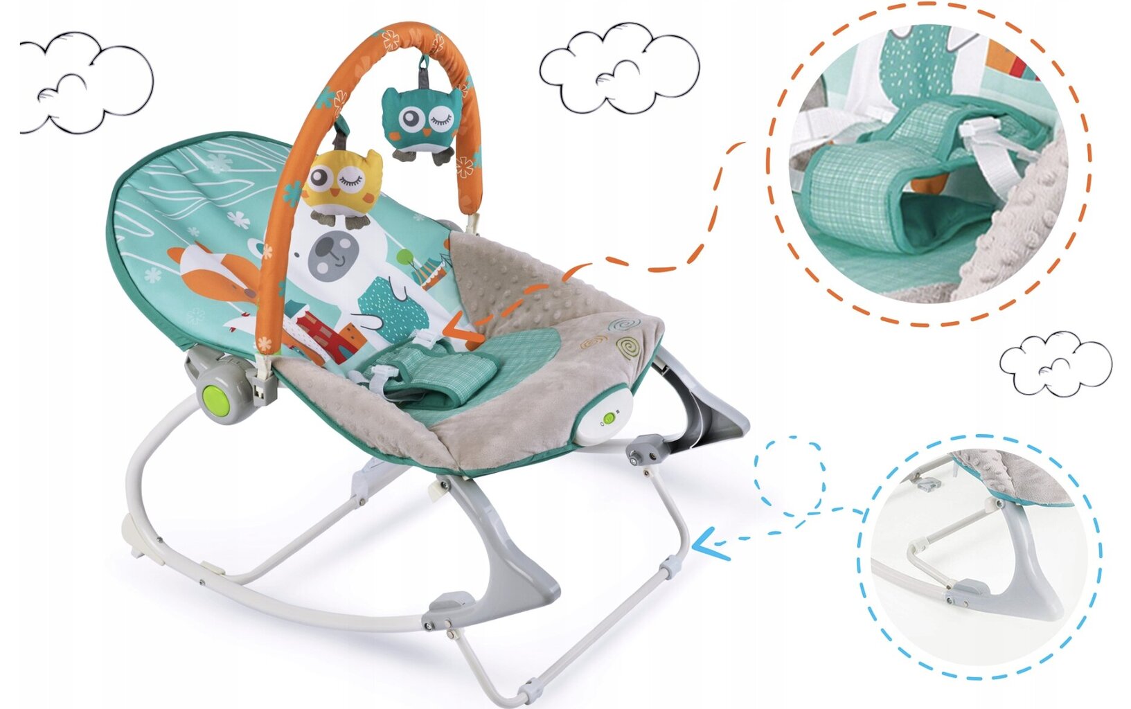 Voodi – vibratsiooniga kiik RicoKids, 0-9 kg hind ja info | Beebi lamamistoolid | kaup24.ee