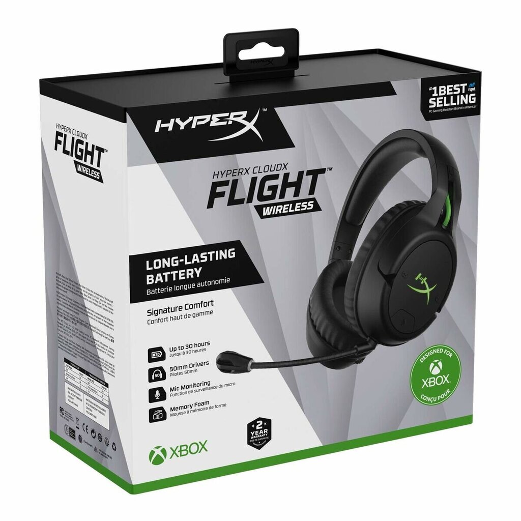 Mikrofoniga Mänguri Peakomplekt Hyperx CloudX Flight Must/Roheline hind ja info | Kõrvaklapid | kaup24.ee