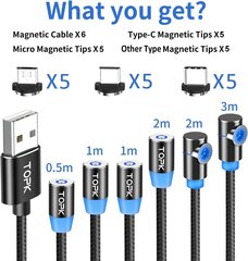 Magnetkaablite komplekt Topk, 6 tk hind ja info | Mobiiltelefonide kaablid | kaup24.ee