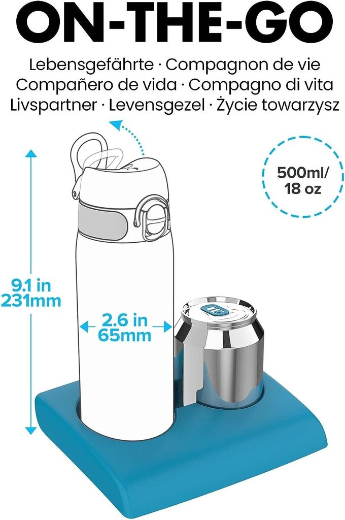 Laste joogipudel kaelkirjakutega Ion8, 500ml цена и информация | Joogipudelid | kaup24.ee