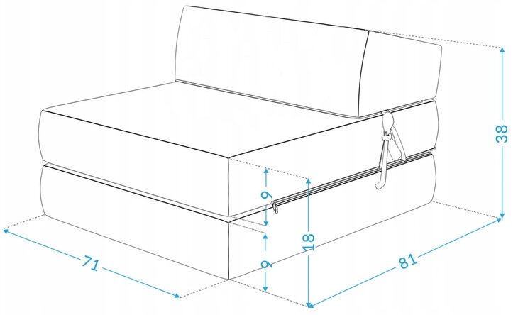 Kokkupandav tugitool Śpij, 70x200 cm, hall hind ja info | Tugitoolid ja tugitoolvoodid | kaup24.ee