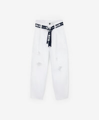 Mom-fit teksapüksid dekoratiivse kahjustusega valge tüdrukutele Gulliver hind ja info | Tüdrukute retuusid, püksid | kaup24.ee