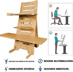 Sülearvuti statiiv Sitaitong, 3 riiulit, reguleeritav kõrgus, puidust, beež hind ja info | Arvutilauad, kirjutuslauad | kaup24.ee