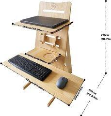 Sülearvuti statiiv Sitaitong, 3 riiulit, reguleeritav kõrgus, puidust, beež hind ja info | Arvutilauad, kirjutuslauad | kaup24.ee