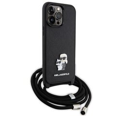 Karl Lagerfeld KLHCP13XSAKCPSK iPhone 13 Pro Max 6.7" hardcase czarny|black Crossbody Saffiano Metal Pin Karl & Choupette цена и информация | Чехлы для телефонов | kaup24.ee
