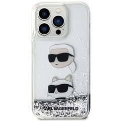 Karl Lagerfeld KLHCP14LLDHKCNS iPhone 14 Pro 6.1" srebrny|silver hardcase Liquid Glitter Karl & Choupette Heads цена и информация | Чехлы для телефонов | kaup24.ee