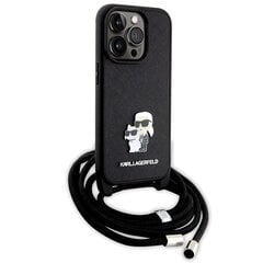 Karl Lagerfeld KLHCP14LSAKCPSK iPhone 14 Pro 6.1" hardcase czarny|black Crossbody Saffiano Metal Pin Karl & Choupette цена и информация | Чехлы для телефонов | kaup24.ee