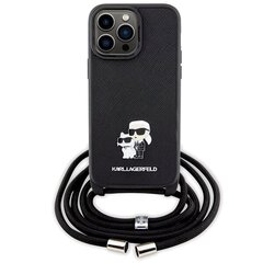 Karl Lagerfeld KLHCP14XSAKCPSK iPhone 14 Pro Max 6.7" hardcase czarny|black Crossbody Saffiano Metal Pin Karl & Choupette цена и информация | Чехлы для телефонов | kaup24.ee