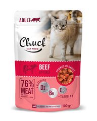 Chuck Pouch Adult with Beef konserv täiskasvanud kassidele veiselihaga õrnas kastmes, 100 g x 24 tk hind ja info | Konservid kassidele | kaup24.ee