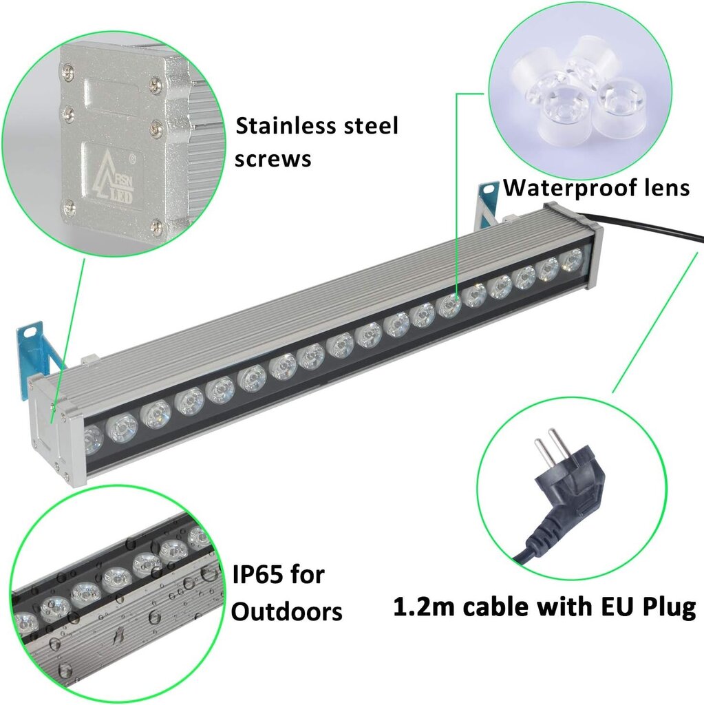 RSN LED energiasäästlik seinalamp, Saksa pistik, 18W, 230V, IP65 hind ja info | Seinavalgustid | kaup24.ee