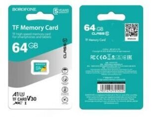 Borofone Mälukaart MicroSD 64GB SDHC Class10 95MB/s цена и информация | Карты памяти | kaup24.ee