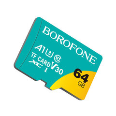 Borofone Mälukaart MicroSD 64GB SDHC Class10 95MB/s hind ja info | Mobiiltelefonide mälukaardid | kaup24.ee