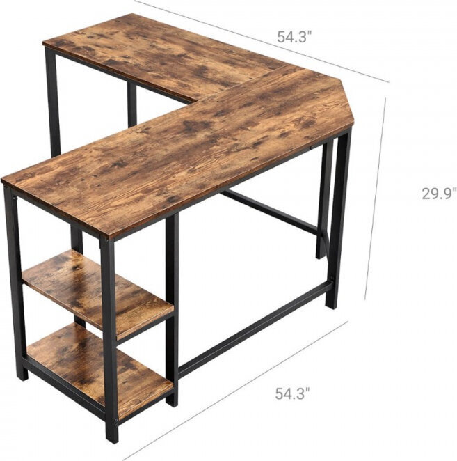 Songmics COMPUTERDESK/RUSTICBROWN+BLACK/138X138X76 цена и информация | Arvutilauad, kirjutuslauad | kaup24.ee