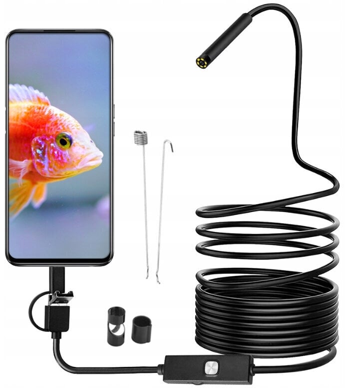 Endoskoopiline inspektsioonikaamera 8 mm Full HD Android USB-C 5 meetrit hind ja info | Nutiseadmed ja aksessuaarid | kaup24.ee