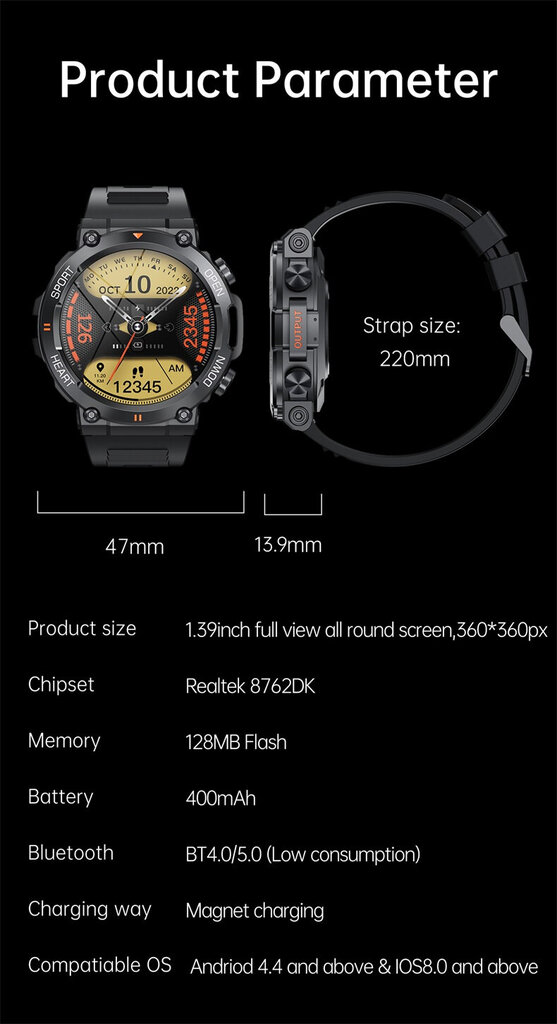 Livman K56 Pro Black hind ja info | Nutikellad (smartwatch) | kaup24.ee