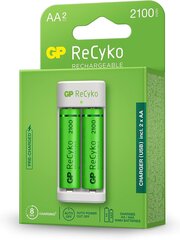 GP ReCyko E211 AA AAA NiMH + 2x AA 2100mAh цена и информация | Зарядные устройства для аккумуляторов | kaup24.ee