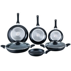 Herzberg HG-6010: набор посуды из 8 предметов с мраморным покрытием, черный цена и информация | Столовые и кухонные приборы | kaup24.ee