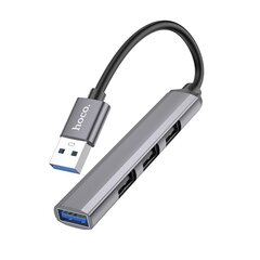 USB разветвитель Hoco HB26 4-in-1 adapter USB-A to 1xUSB3.0 + 3xUSB2.0 серый цена и информация | Адаптер Aten Video Splitter 2 port 450MHz | kaup24.ee