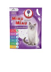Cиликагелевый наполнитель для кошачьего туалета Miau Miau лаванда, 5 л цена и информация | Наполнители для туалета | kaup24.ee