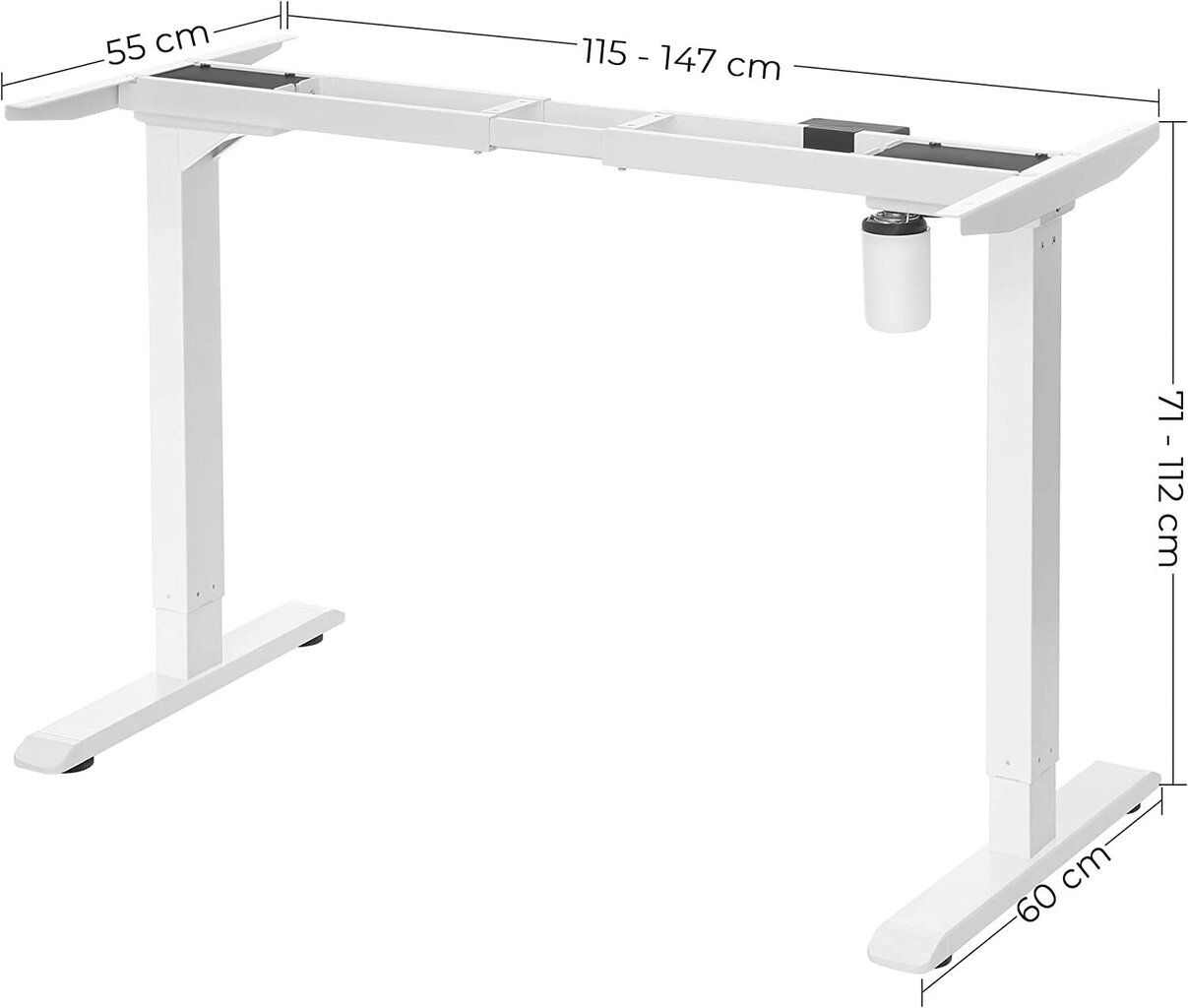 Reguleeritava laua raam Vasagle valge hind ja info | Arvutilauad, kirjutuslauad | kaup24.ee