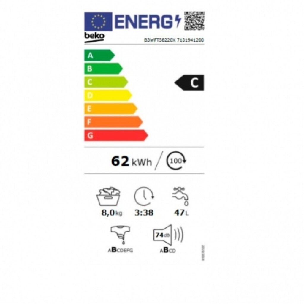 Beko B3WFT58220X 8 kg 1200 rpm 60 cm цена и информация | Pesumasinad | kaup24.ee