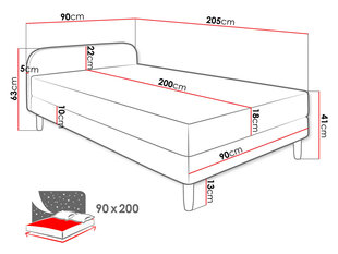 Кровать Moriba 2 90x200см, черная цена и информация | Кровати | kaup24.ee