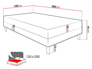 Кровать Moriba 120x200см, светло-серая цена и информация | Кровати | kaup24.ee