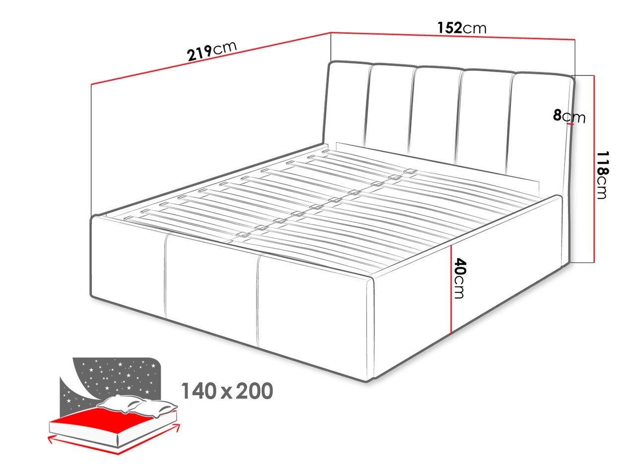 Voodi Sensi 140x200cm hind ja info | Voodid | kaup24.ee