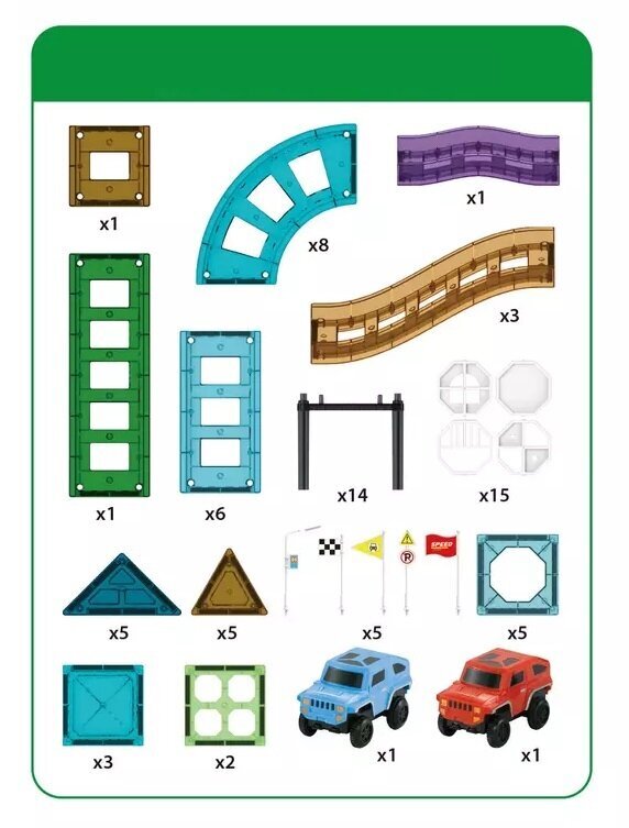 Magnetklotsid, harivad klotsid - raudtee, autod цена и информация | Klotsid ja konstruktorid | kaup24.ee