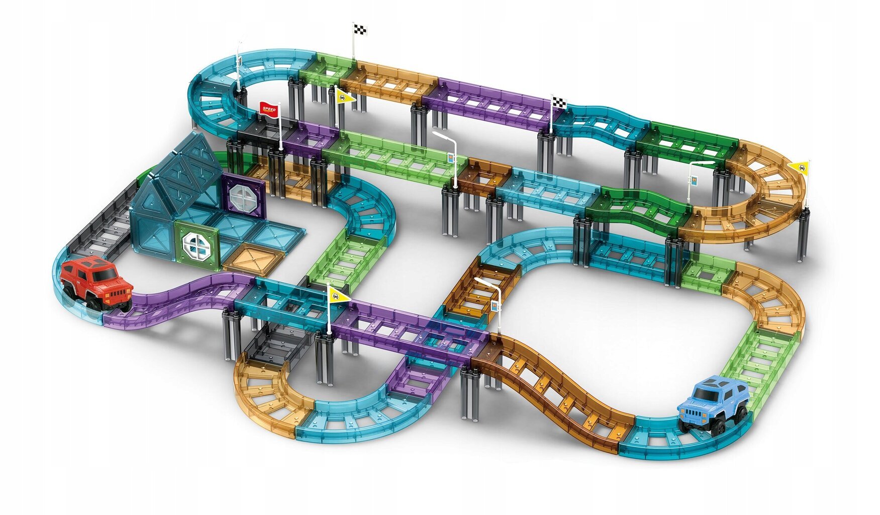 Magnetklotsid, harivad klotsid - raudtee, autod hind ja info | Klotsid ja konstruktorid | kaup24.ee