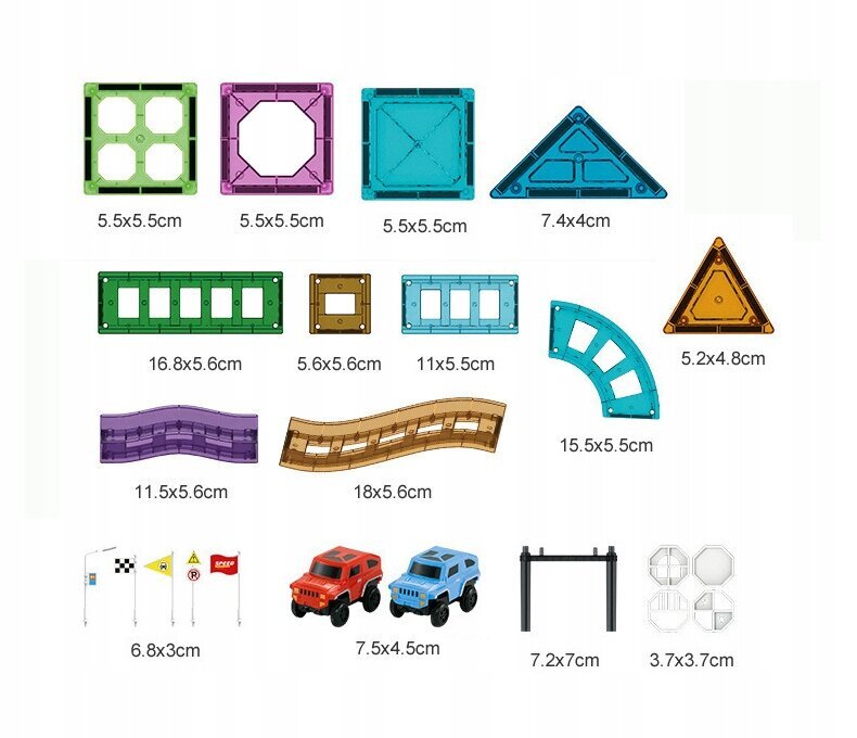 Magnetklotsid, harivad klotsid - raudtee, autod цена и информация | Klotsid ja konstruktorid | kaup24.ee