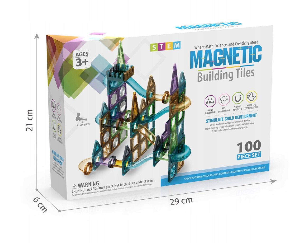Magnetklotside komplekt, 100 tk hind ja info | Klotsid ja konstruktorid | kaup24.ee