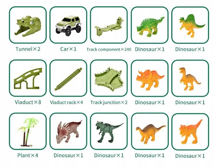 Autorada, dinosaurused, dinosauruste park, 240 elementi hind ja info | Poiste mänguasjad | kaup24.ee