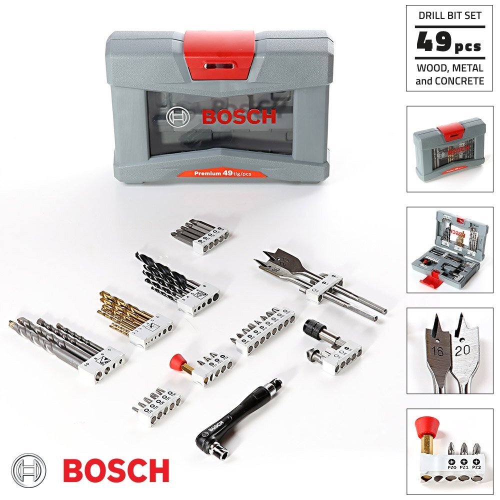 Puuride- kruvikeerajate otsikute komplekt, Bosch 2608P00233, 49 tükki hind ja info | Käsitööriistad | kaup24.ee