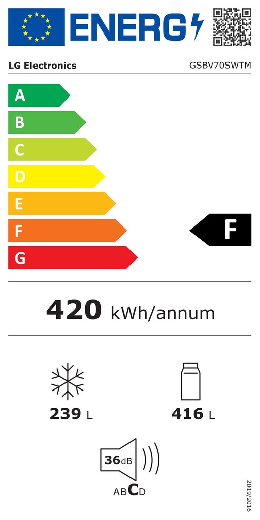LG GSBV70SWTM Valge (179 x 91,2 cm) hind ja info | Külmkapid | kaup24.ee