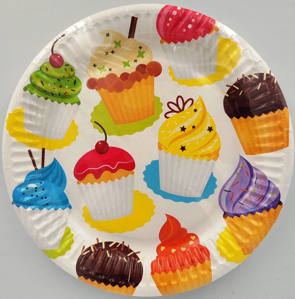 Ühekordsed pabertaldrikud &quot;Cupcake party&quot; 18 cm, 8 tk. hind ja info | Ühekordsed nõud | kaup24.ee