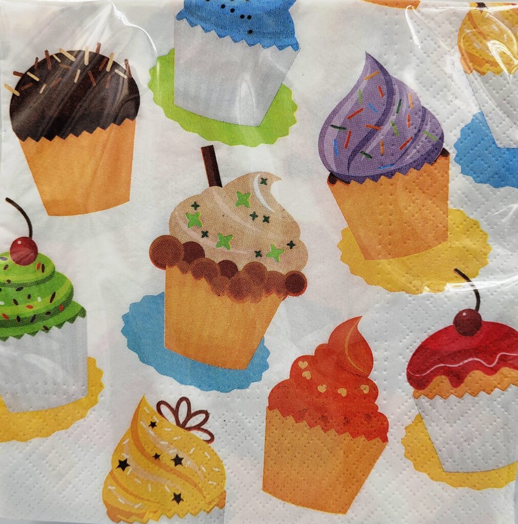 Ühekordsed pabersalvrätikud &quot;Cupcake party&quot; 33x33 cm, 20 tk. hind ja info | Ühekordsed nõud | kaup24.ee