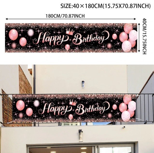 Plakat/banner Happy Birthday, 180 cm x 40 cm цена и информация | Peokaunistused | kaup24.ee