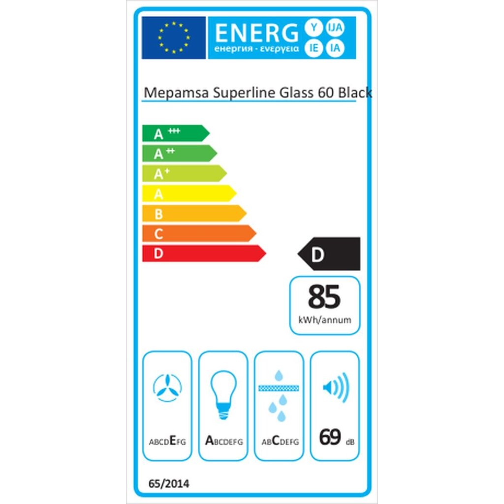 Mepamsa Superline Glass 415 m3/h 60 cm 69 dB 140 W цена и информация | Õhupuhastid | kaup24.ee