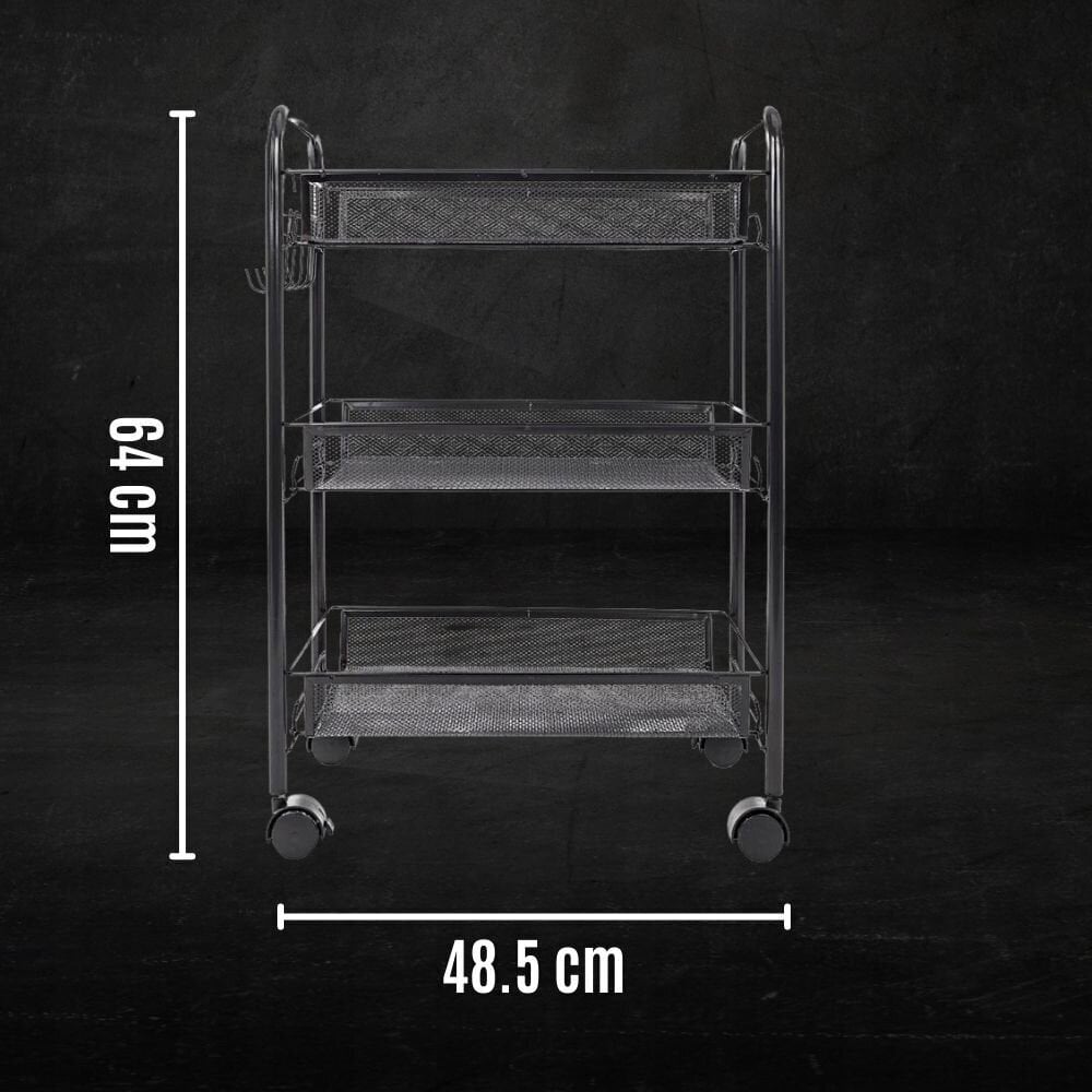 Ratastega riiul Gockowiak, 64x45x27,5 cm, must hind ja info | Riiulid | kaup24.ee