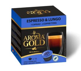 Kohvikapslid Aroma Gold Espresso & Lungo, 16 tk цена и информация | Кофе, какао | kaup24.ee