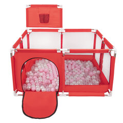 Детский манеж с корзиной и 400 мячами Selonis, красный: пудрово-розовый/жемчужный/прозрачный цена и информация | Игрушки для малышей | kaup24.ee