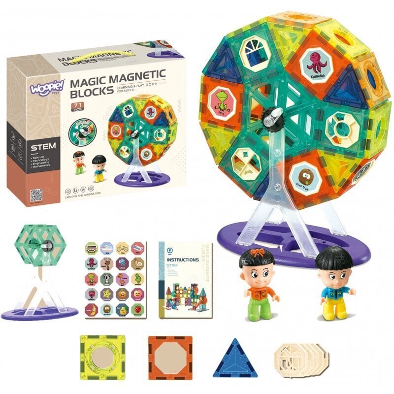 WOOPIE Magnetic Blocks Moving Carousell 2 Joonised 71 el. hind ja info | Klotsid ja konstruktorid | kaup24.ee