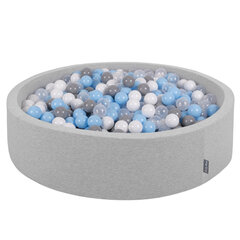 Круглый большой бассейн с цветными мячами KiddyMoon Ball Pool 120х30 см/600 шт., светло-серый: серый/белый/прозрачный/синий цена и информация | Игрушки для малышей | kaup24.ee