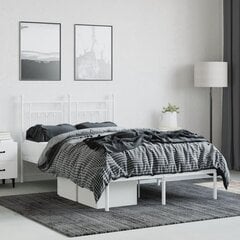 vidaXL metallist voodiraam peatsiga, valge, 120x190 cm hind ja info | Voodid | kaup24.ee